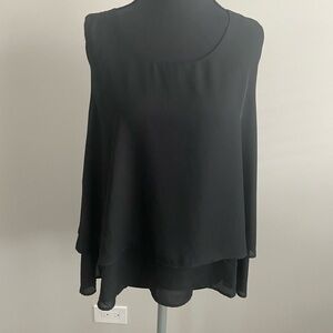 Shinestar Black Layered Women's Sleeveless Blouse